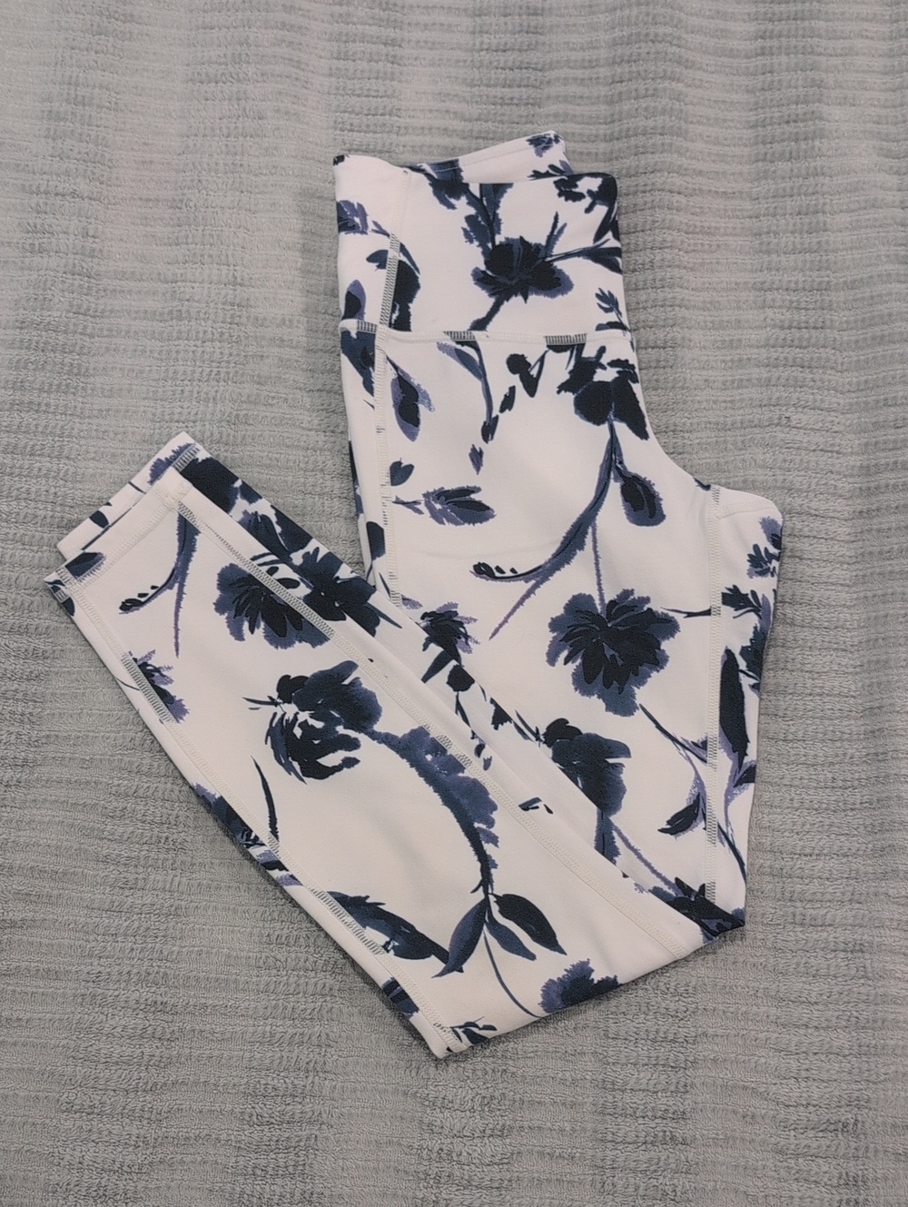 White Athleta Floral High-Waist Leggings xxs